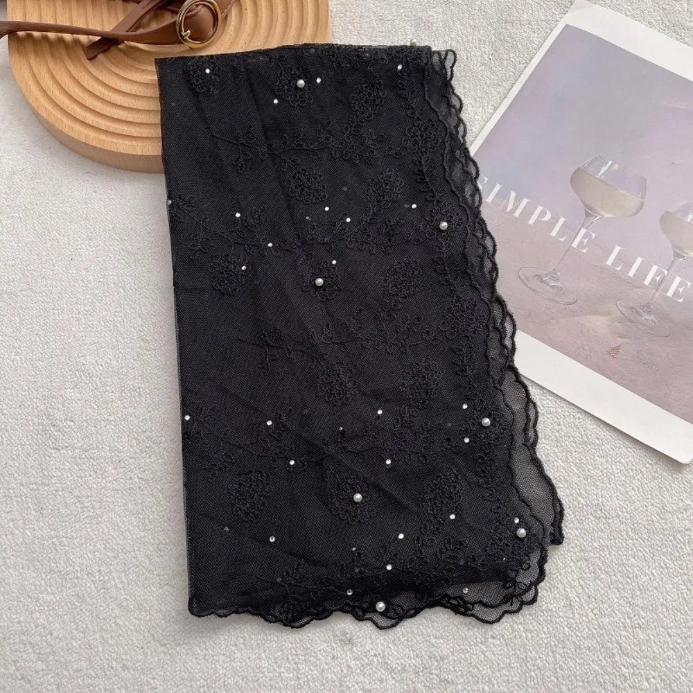 Retro Lace Long Scarf Embroidered Flower Small Flower Headscarf Tide Long Thin Neckerchief Spring and Summer Oasis Select