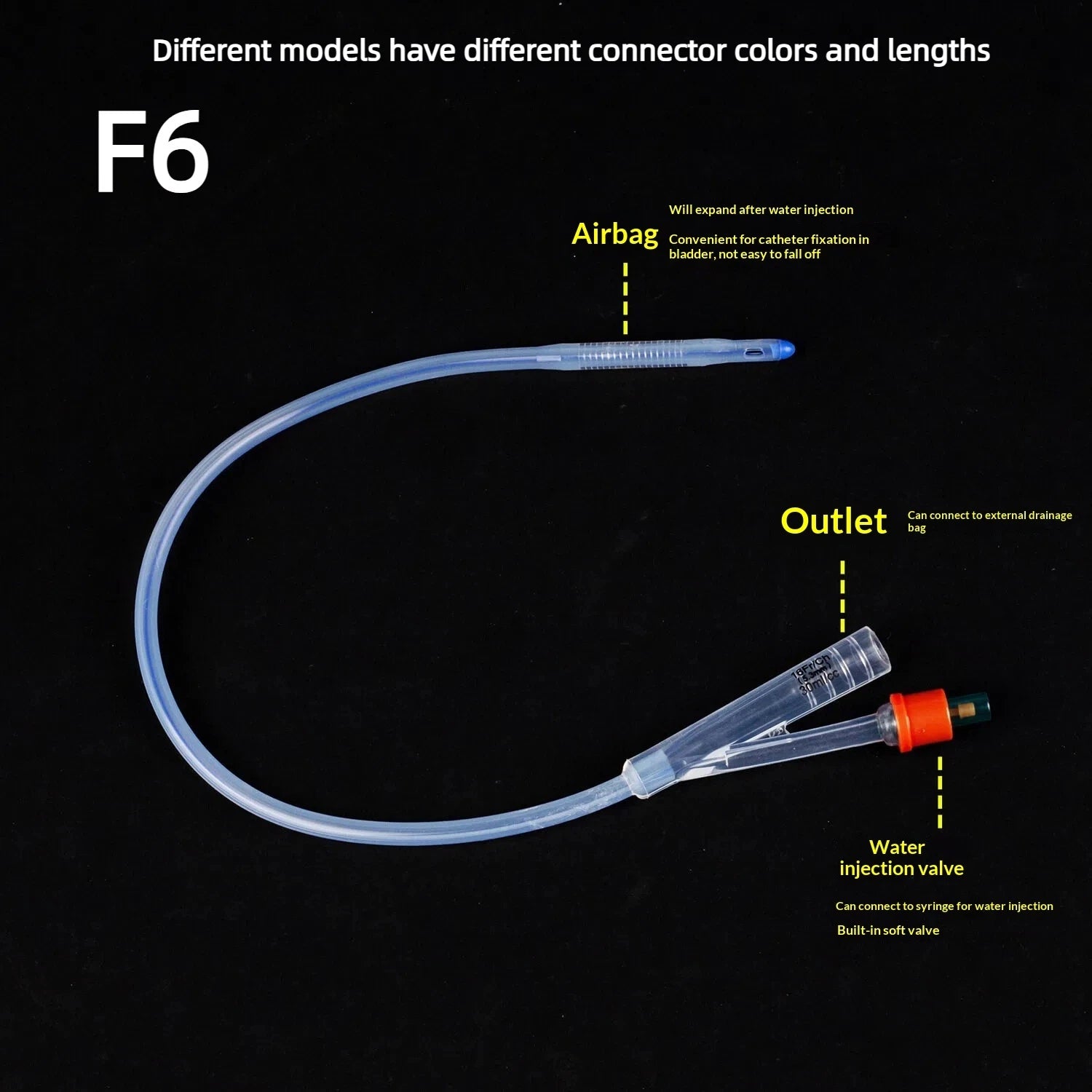 1 Piece 2 Way 3 Way Urinary Disposable Silicone Foley Catheter Flushing Tube Teaching Consumables Oasis Select A1