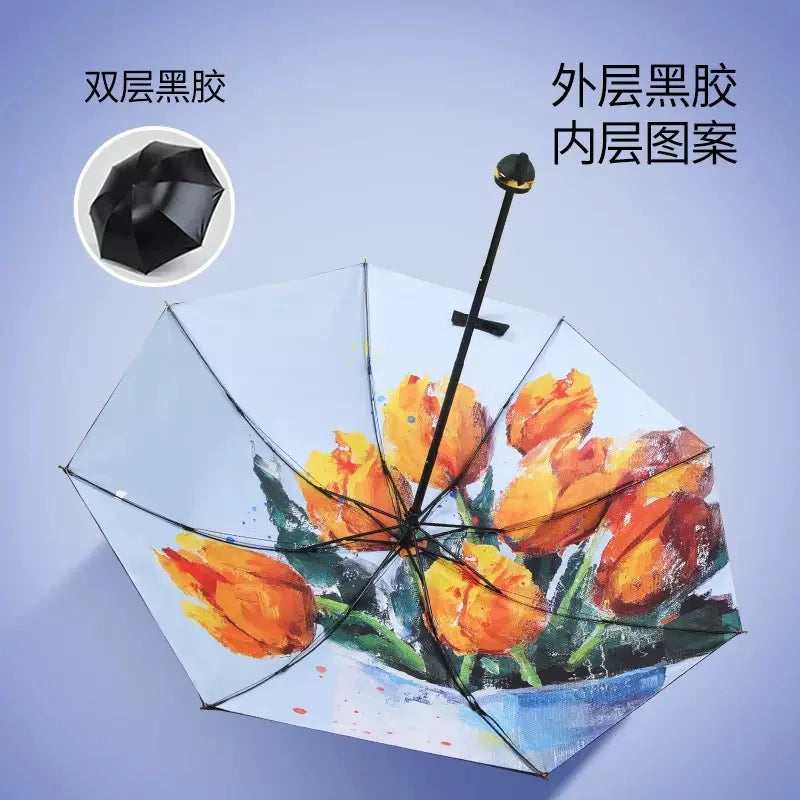 Sun Umbrella UV Protection Sunblock Double Sunshade Umbrella Both Rain and Shine Vinyl Umbrella Oasis Select 6