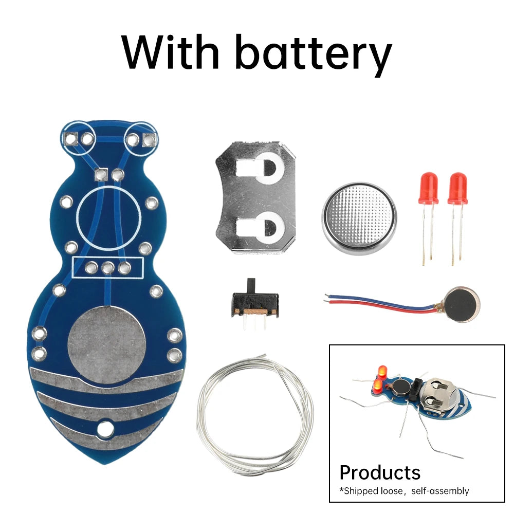Insect Model Electronic DIY kit Beginners Exercise Welding PCB Built-in Vibration Motor Fun Creative Gifts for Electronic Sports Oasis Select with battery