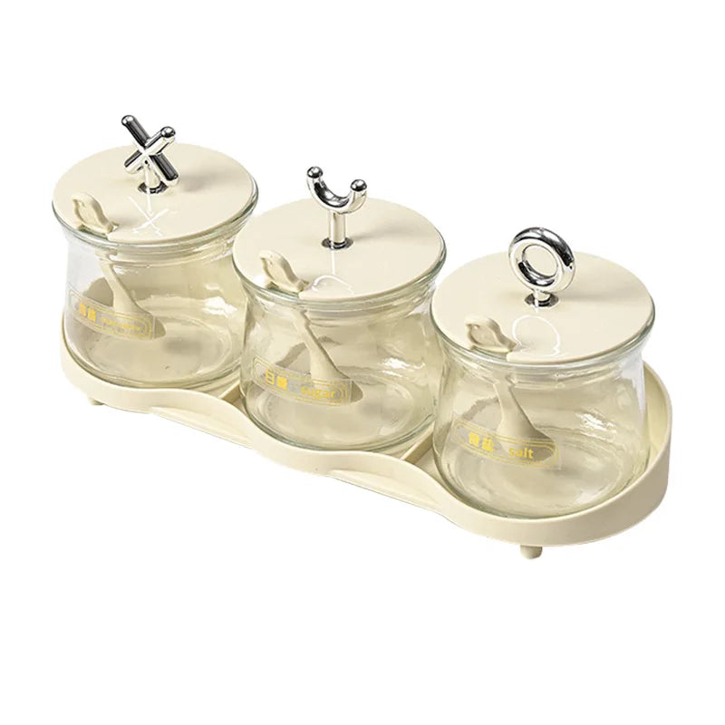Seasoning Rack & Spice Jar Set | Dustproof Kitchen Storage
