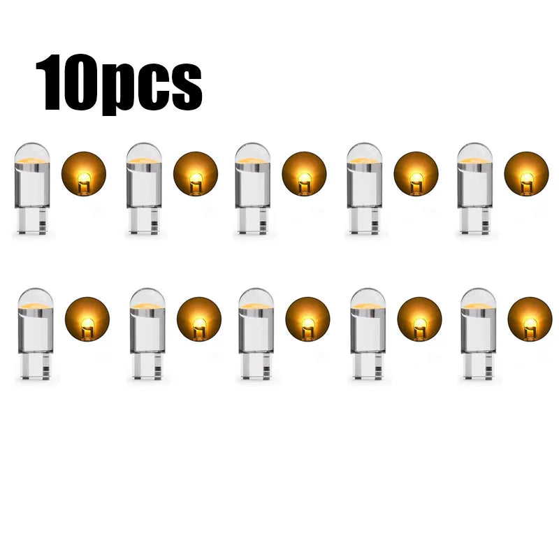 5/10/15pcs 5W LED Canbus T10 Car Lights COB Glass Interior Parts Bulbs 6000K White Auto License Plate Lamp Dome Read Light 12V Oasis Select 10pcs Amber