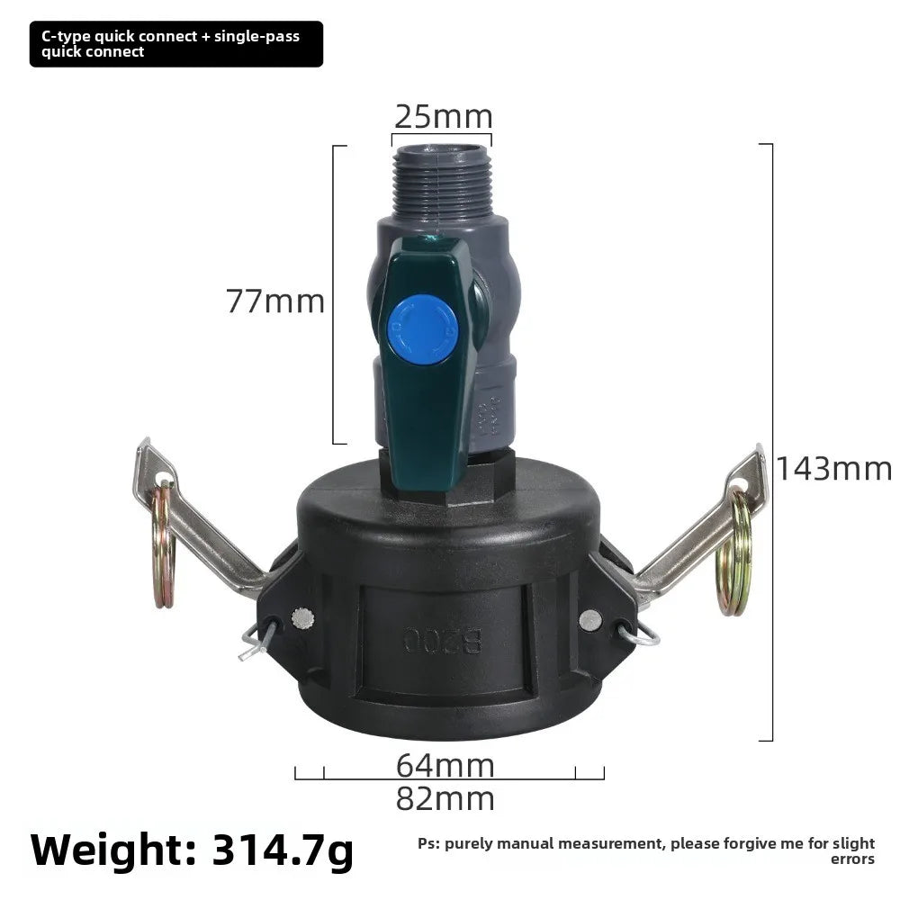 IBC Tote Adapter IBC Tank Gooseneck 3/4 Inch Outlet Tap for 1000L Rainwater Tank Garden Hose Shut Off Ball Valve IBC Tote Valve Oasis Select