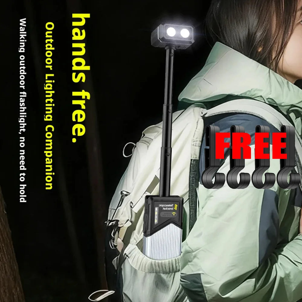 LED Magnetic Work Light Retractable 180° C Rotatable Multi-Functional Flashlight 5 Mode Outdoor Camping Inspection Auto Repair Oasis Select