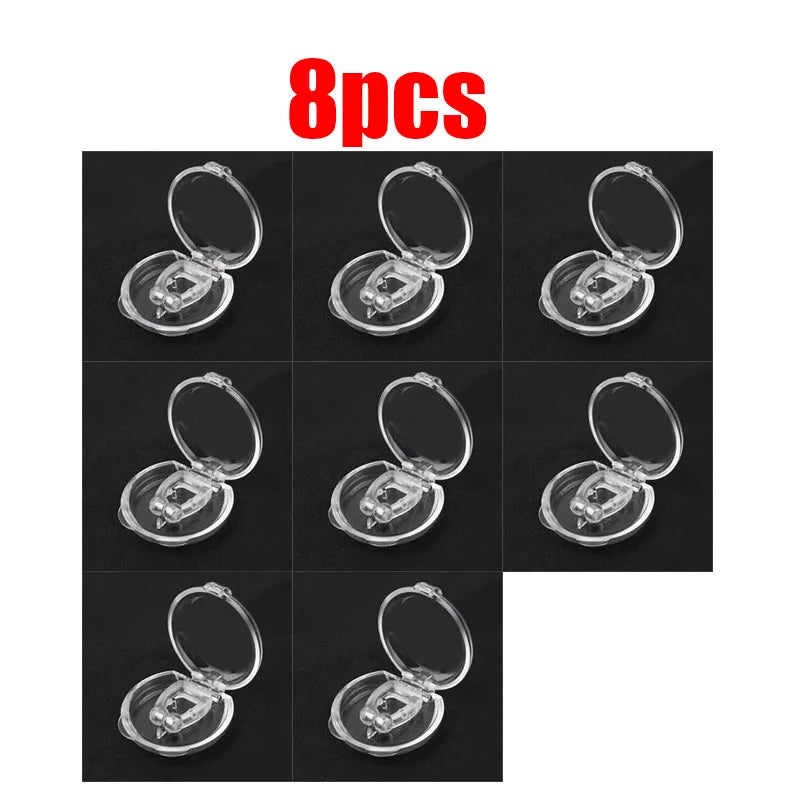 2/8/12pcs Portable Silicone Anti Snoring Device Nose Clip Magnetic Sleep Tray Sleeping Aid Improve Sleeping Breathe Apnea Guard Oasis Select 8pcs