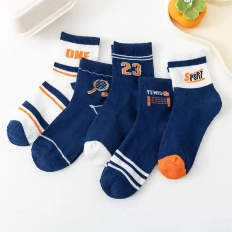 Kids Sports Crew Socks Knee Socks Breathable Tennis & Number Print Cotton Socks for Boys Athletic & Daily Wear Oasis Select