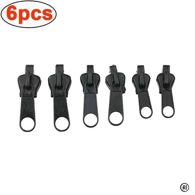 3 Sizes Universal Instant Fix Zipper Repair Kit Replacement Zip Slider Teeth Rescue Sewing Clothes Bag Zippers Tool Accessories Oasis Select Black-6pcs
