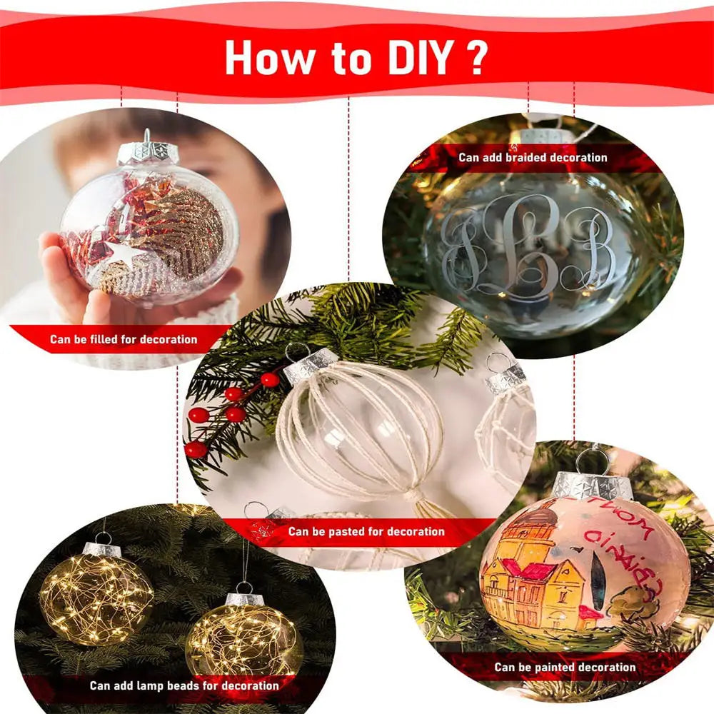 60/80/100mm Oval Clear Plastic Flat Disk Ball Ornaments Diy Paintable Empty Clear Disc Globes Indoor Outdoor Xmas Tree Decor Oasis Select