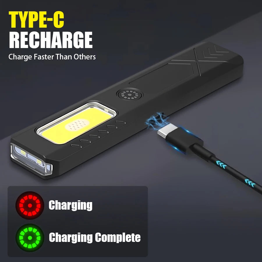 Mini EDC Flashlight USB Rechargeable – COB+LED, 6 Modes, Clip