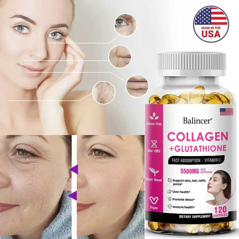 Glutathione Collagen Supplement, Antioxidant Whitening Capsules, Skin Health Deep Nourishment Skin Oasis Select