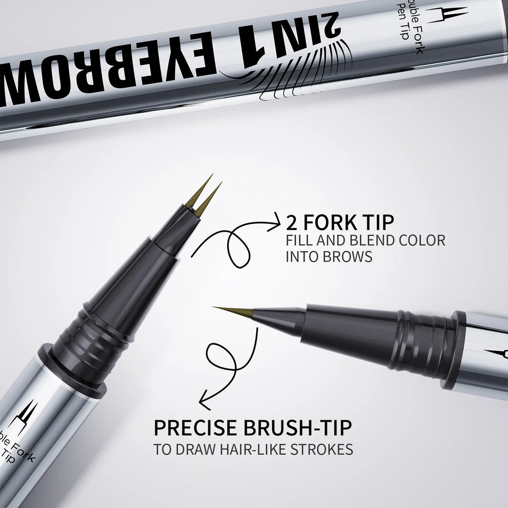 Hello Kiss 2-in-1 Waterproof Liquid Eyebrow Pencil & Fork Brush