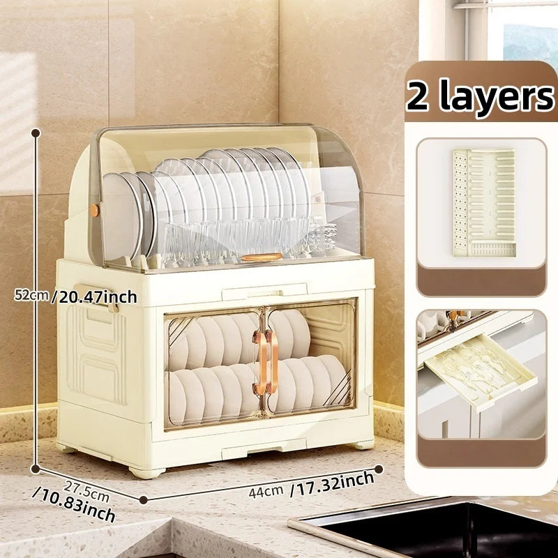 Multi-Tier Foldable Bowl Rack, Large Capacity,Kitchen Dish Drying Rack for Bowls/Cups/Dishes, Collapsible Multi-Combos Storage Oasis Select Cream Combo 2-tier