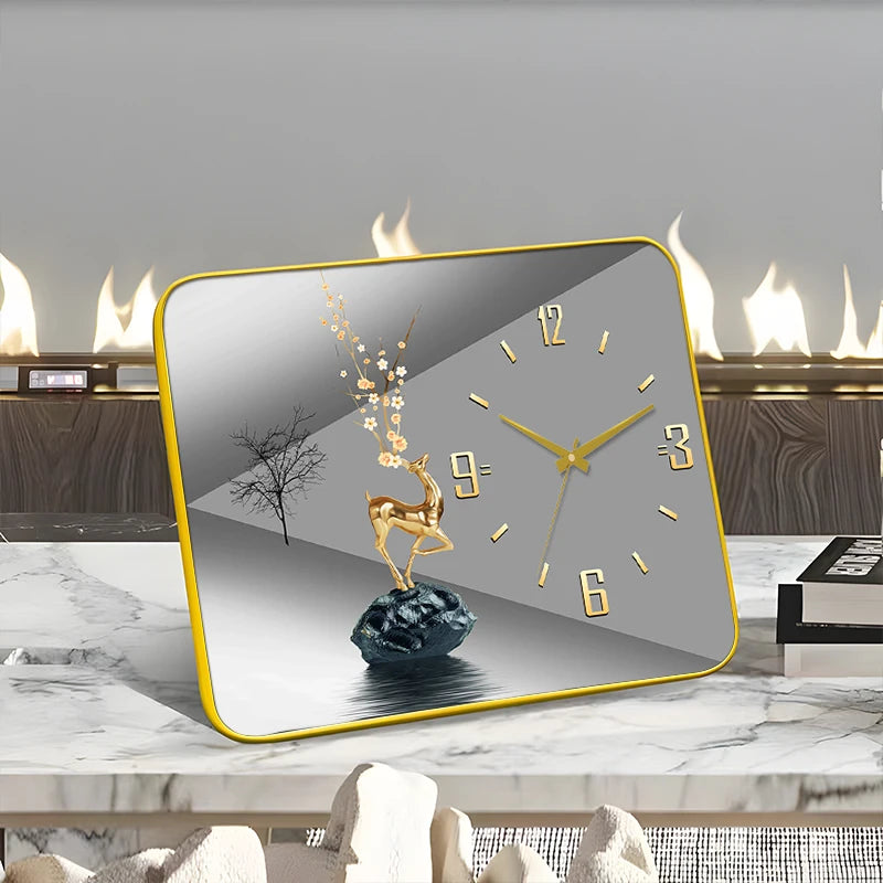 Light Luxury Table Clock Living Room Home Desktop Quartz Creative Clock Ornament Sitting Desk Clock Oasis Select A