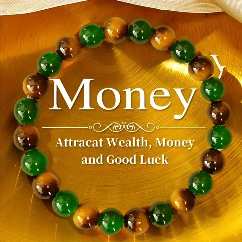Green Crystal Bracelet Attracting Wealth Lucky Bracelet Suitable for Everyday Wear Perfect for Teacher'S Day Graduation Gifts Oasis Select 1pc