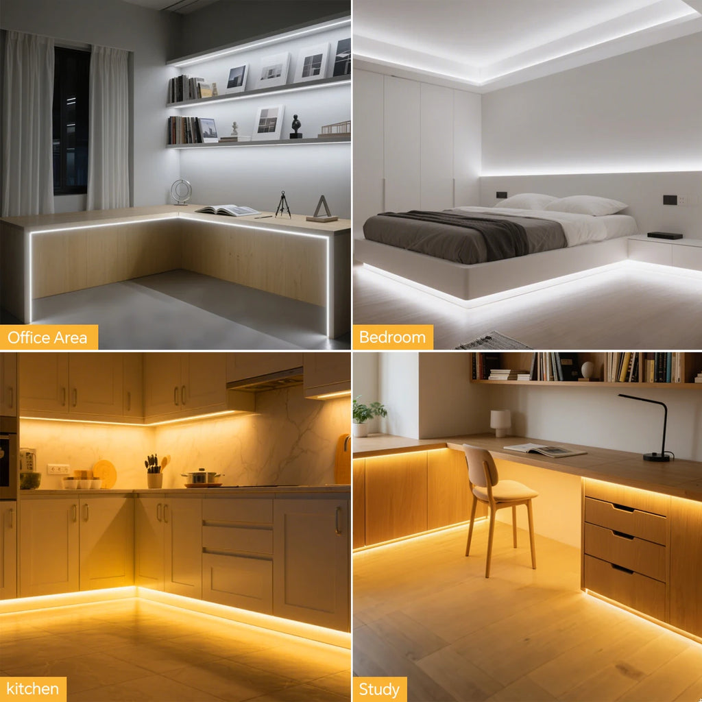 Silicone COB Neon Strip Light 24V 1M-10M Ambient Light Cuttable DIY Super Brightness No Dark Zone,Transparent Nano Adhesive Tape Oasis Select