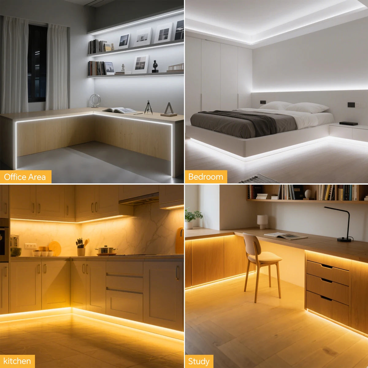 Silicone COB Neon Strip Light 24V 1M-10M Ambient Light Cuttable DIY Super Brightness No Dark Zone,Transparent Nano Adhesive Tape Oasis Select