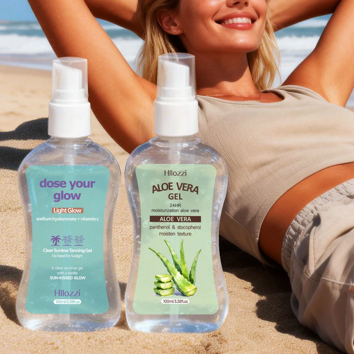 CLEAR SUNLESS TANNING GEL (LIGHT GLOW) ALOE VERA GEL,Long-lasting bronze color, moisturizes the skin, suitable for all skin type Oasis Select