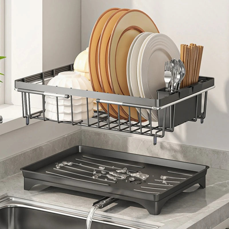 Sink Drain Basket Retractable Sink Dish Drain Rack Dish Storage Rack Kitchen Fruit and Vegetable Shelf Oasis Select