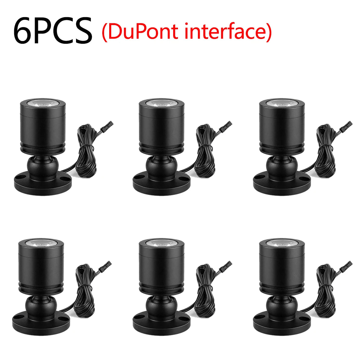 Mini 12V Spot Light 3W 360° Swivel Aluminum Small Spotlight Storage Collection Display Cabinet Decor Lighting,DuPont interface Oasis Select 6pcs Black Shell Warm White