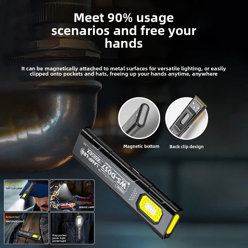 Magnetic LED Work Light Super Bright Rechargeable Portable Mini Flashlight for Outdoor Camping Car Repair Emergency Oasis Select