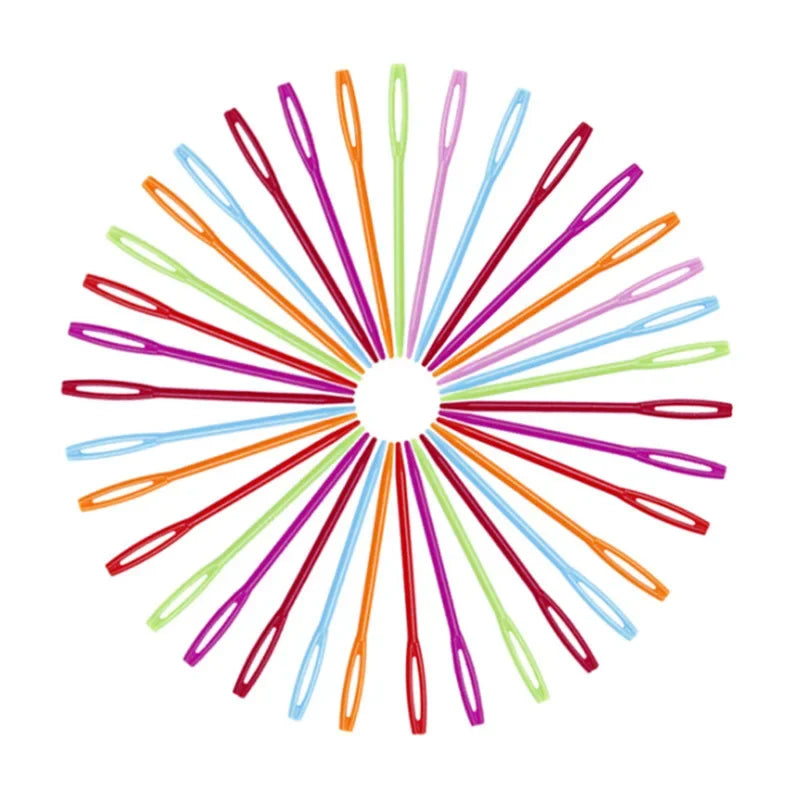 30 PCs Mixed Color 7/9/15cm Plastic Knitting Needles Crochet Hooks Wool Yarn Needle Children DIY Sweater Weaving Tools Accessory Oasis Select