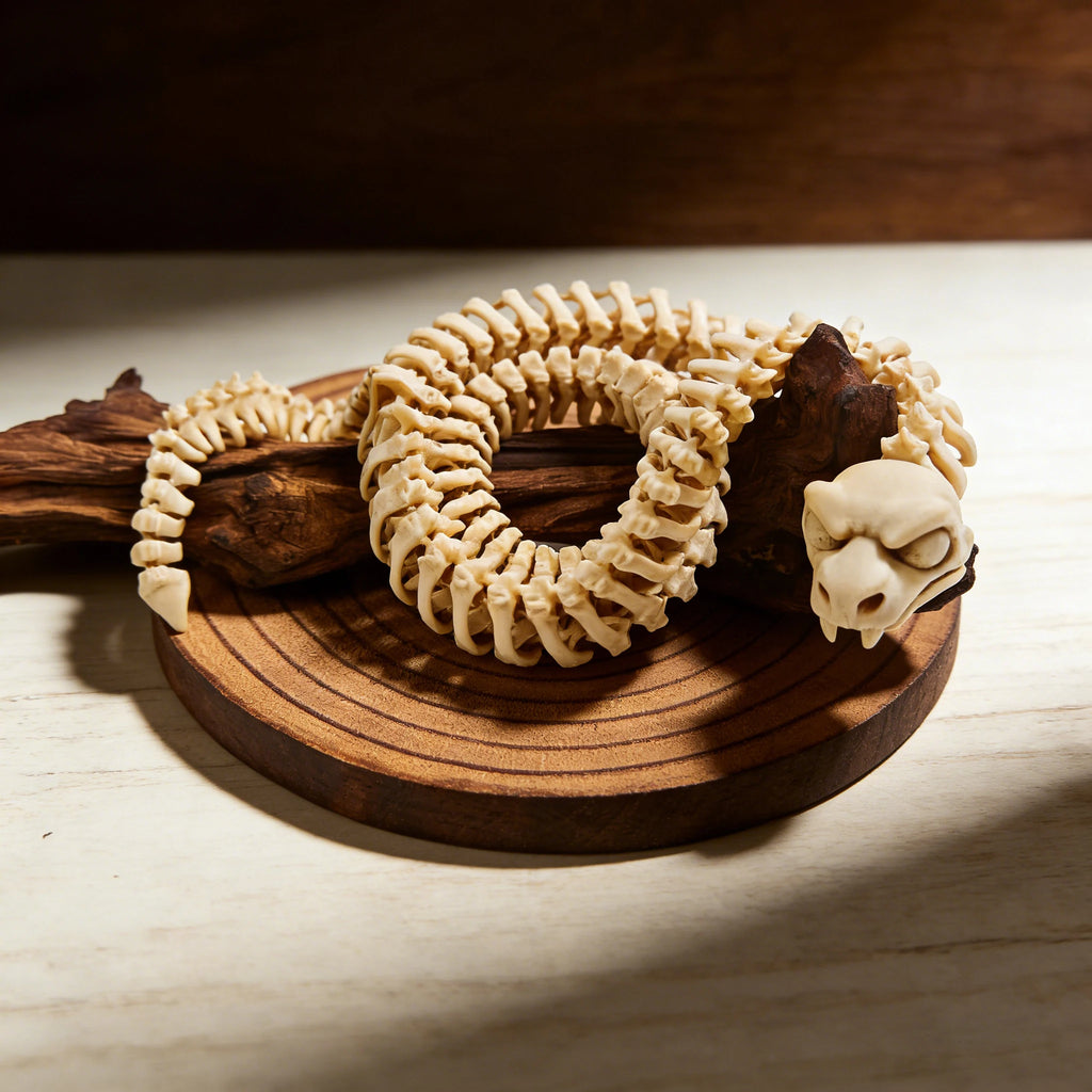 3D Printed Snake Skeleton Figurine Gothic Decor Movable Joints Desktop Ornament Collectible Home Decoration Oasis Select