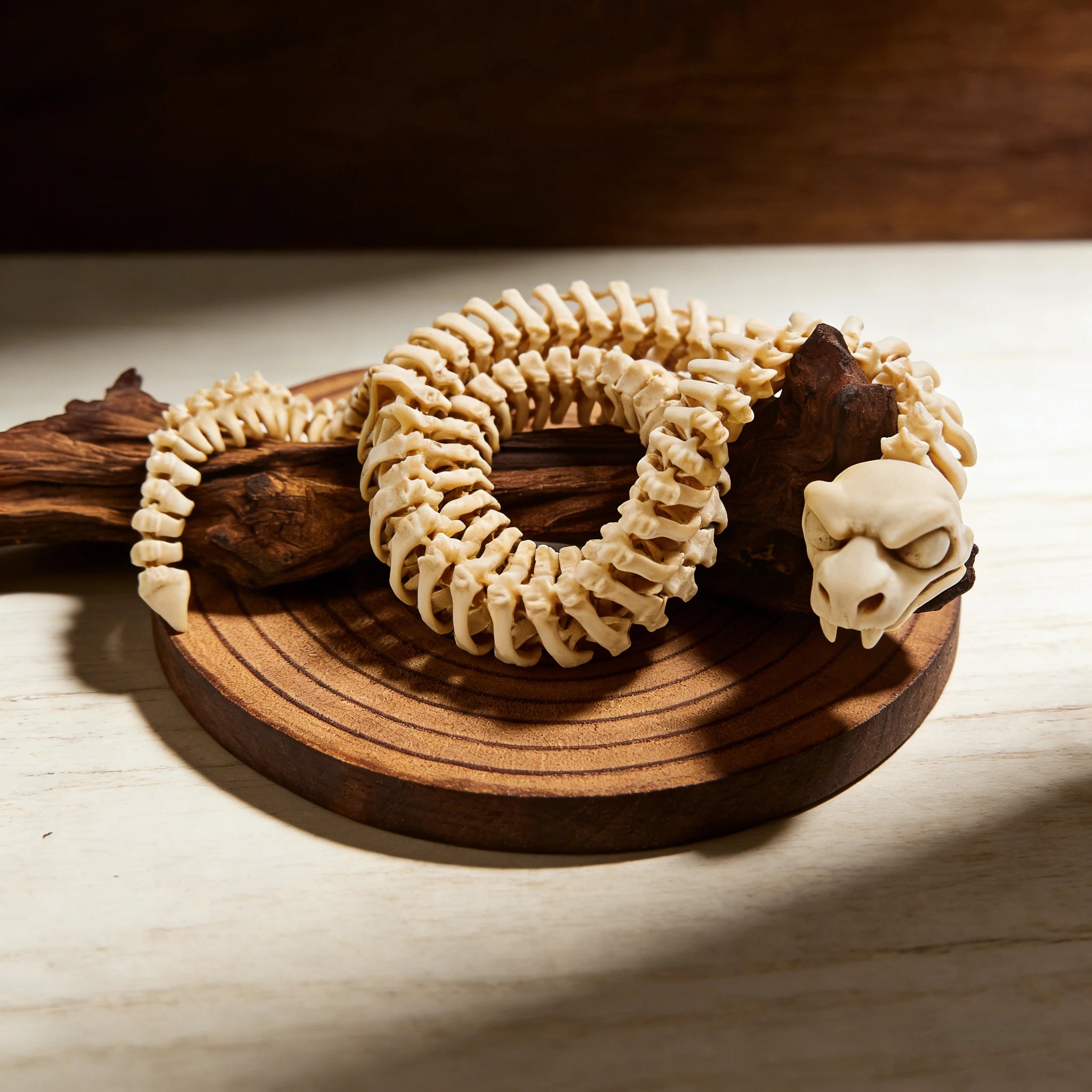 3D Printed Snake Skeleton Figurine Gothic Decor Movable Joints Desktop Ornament Collectible Home Decoration Oasis Select