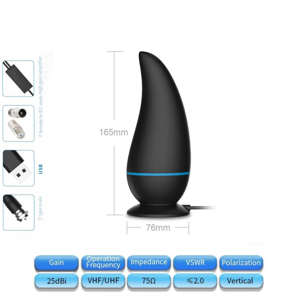 Enhanced Hdtv Television Antenna for Long-Distance Signal Reception, Digital Terrestrial Tv Antenna for Indoor and Outdoor Use, Supports 1080P High-Definition Signal Oasis Select