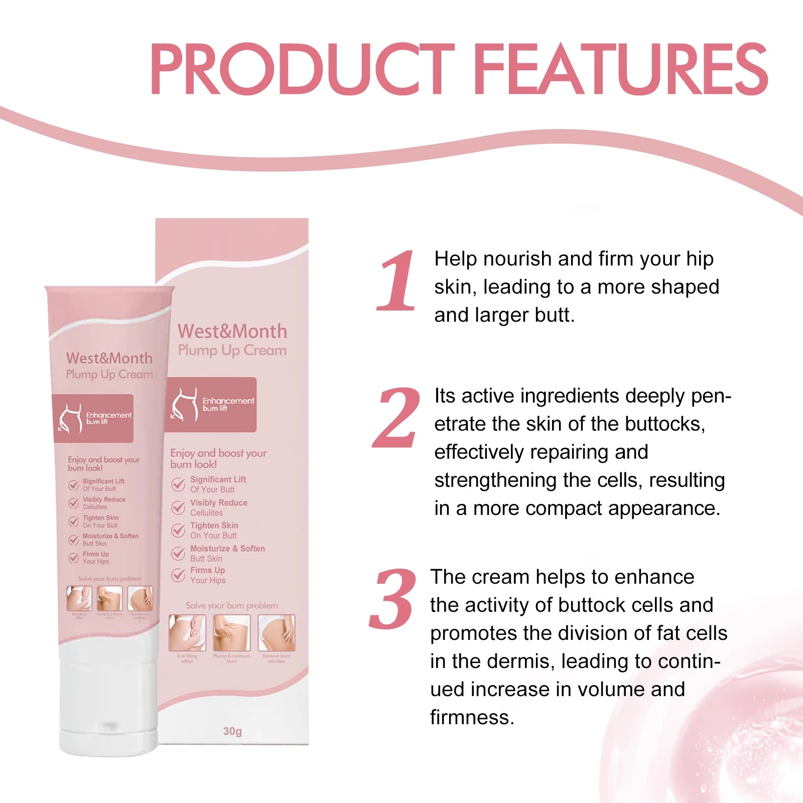 Butt Enhancement Cream Buttock Growth Enlargement Shaping Sexy Big Ass Prevent Fuller Sagging Nourishing Lift Hip Plump up Crea Oasis Select