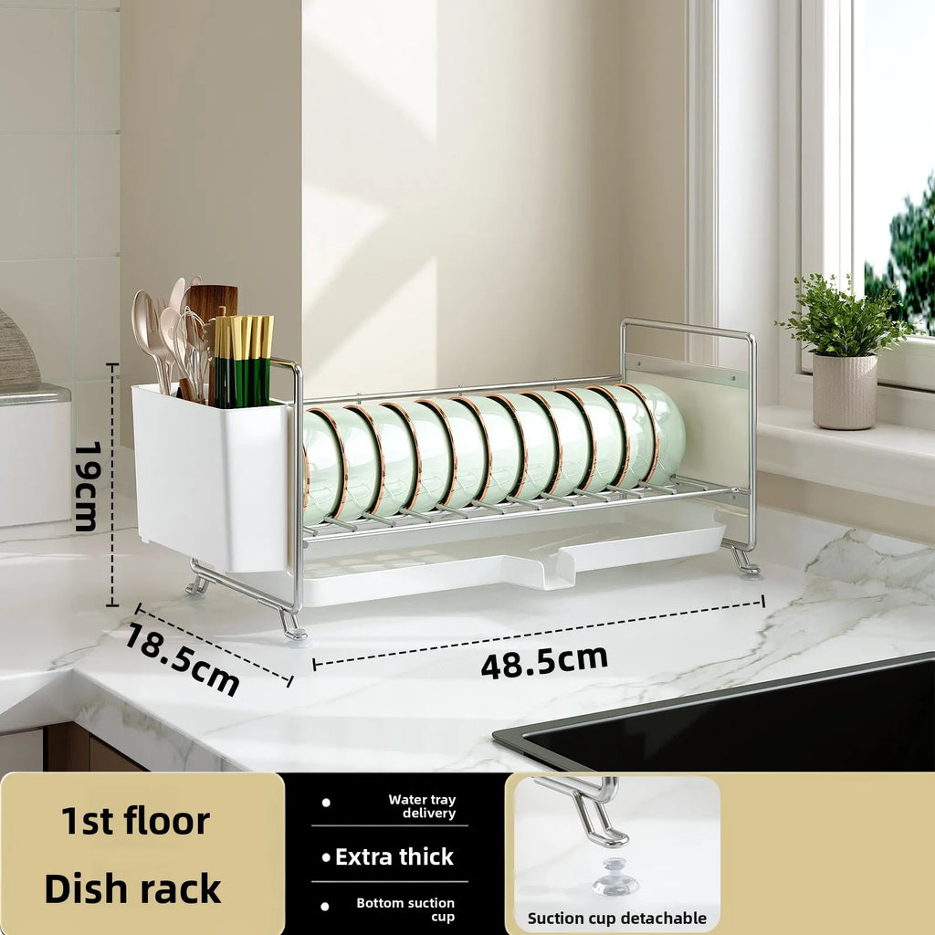 Stainless steel dish drain rack, stackable tableware rack by kitchen sink, narrow countertop, multi-functional cupboard Oasis Select Single-layer C type