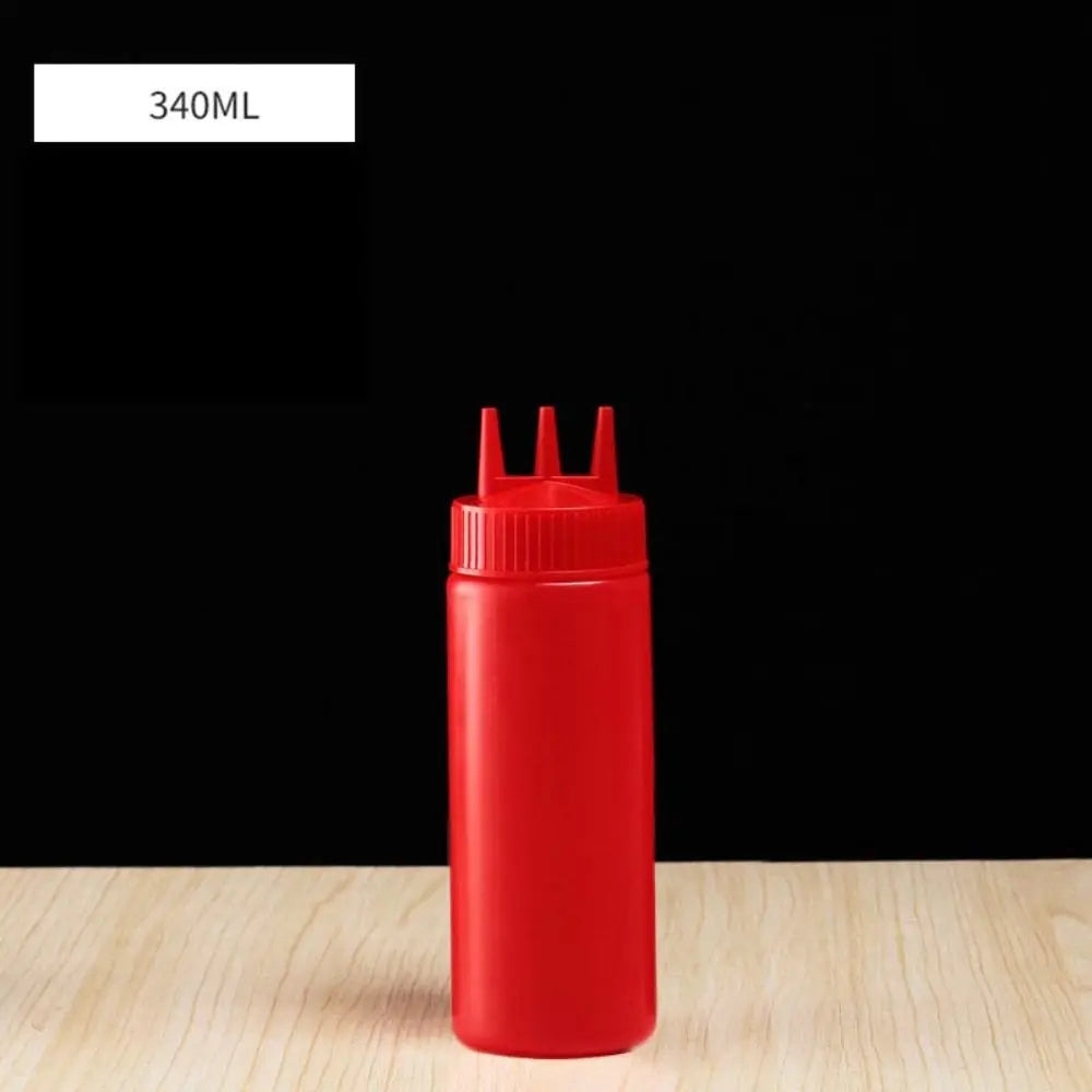 New Plastic Squeezing Sauce bottle Graduated Squeezable Gravy Boats Tableware Reusable Jam Container Oasis Select Red-350ml