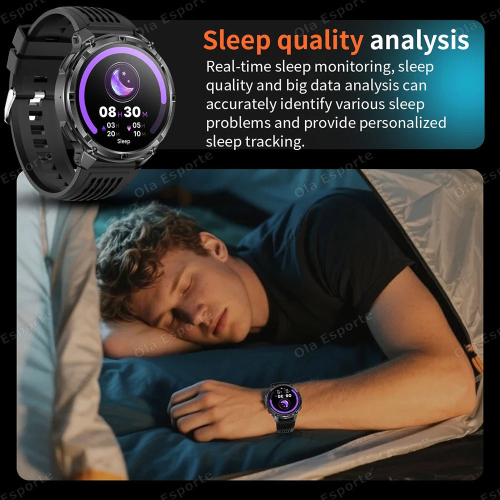Rugged Military Smartwatch 1100mAh | Compass, Fitness & BT Calls