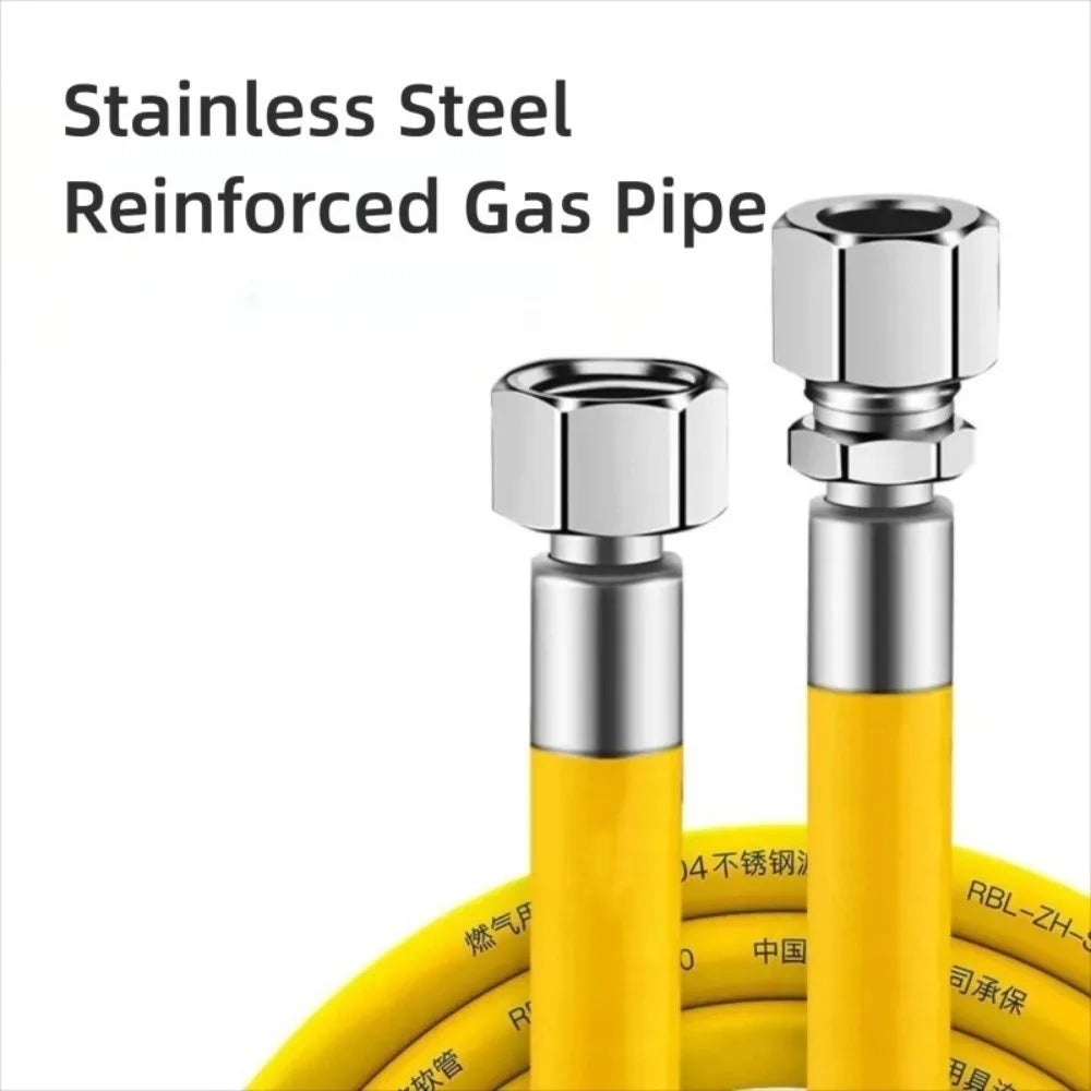 Explosion Proof Natural Gas Pipe 0.5/1/1.5/2/2.5m Armored Stove Gas Line Rodent Proof Flexible Steel Gas Dryer Hose Kit Oasis Select