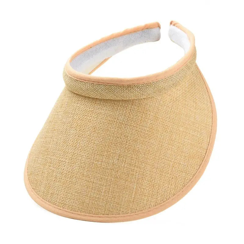 Women's Straw Sun Visor Hat UV Protection Adjustable Empty Top Casual Beach Golf Outdoor Sunshade Cap Oasis Select Apricot