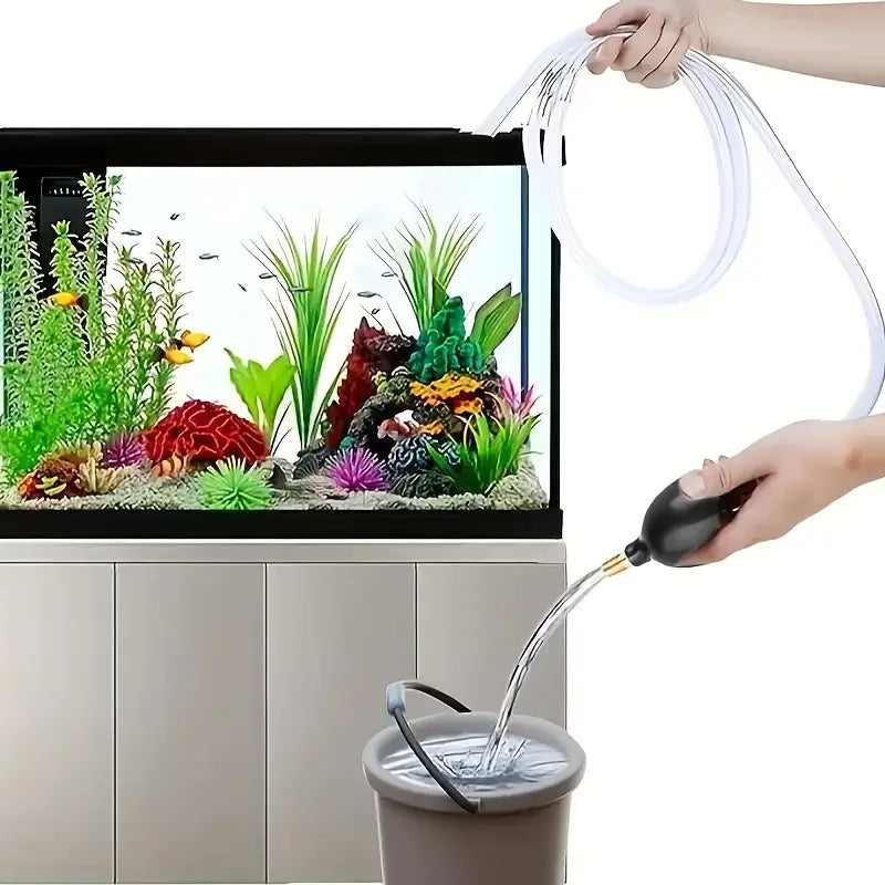 2PCS/SET Multipurpose Portable Suction Pump with Flexible PVC Hose, Essential Tool for Aquarium Water Change Oasis Select