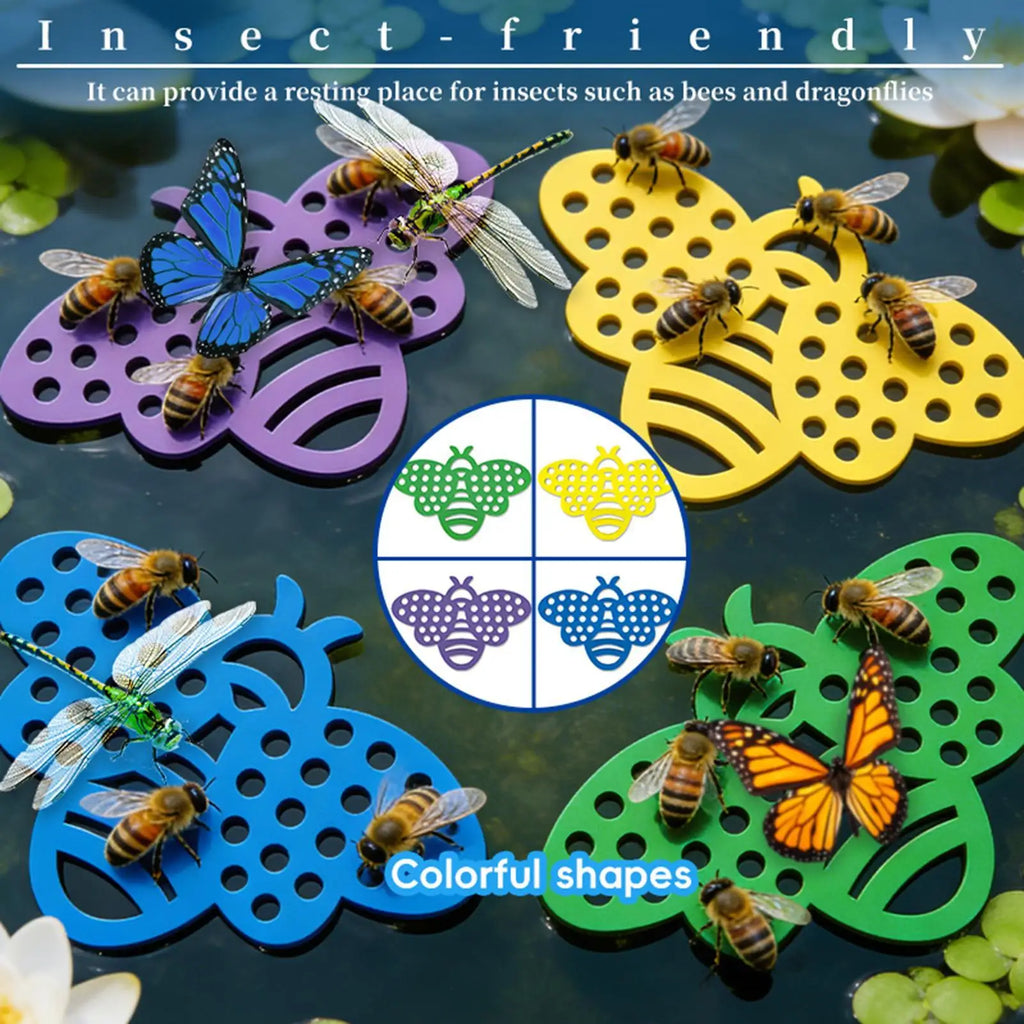 4Pcs Floating Bee Island Anti-Drowning Floating Bee Island Waterer Drinking Tray with Luring Cups for Beekeeping tools Oasis Select