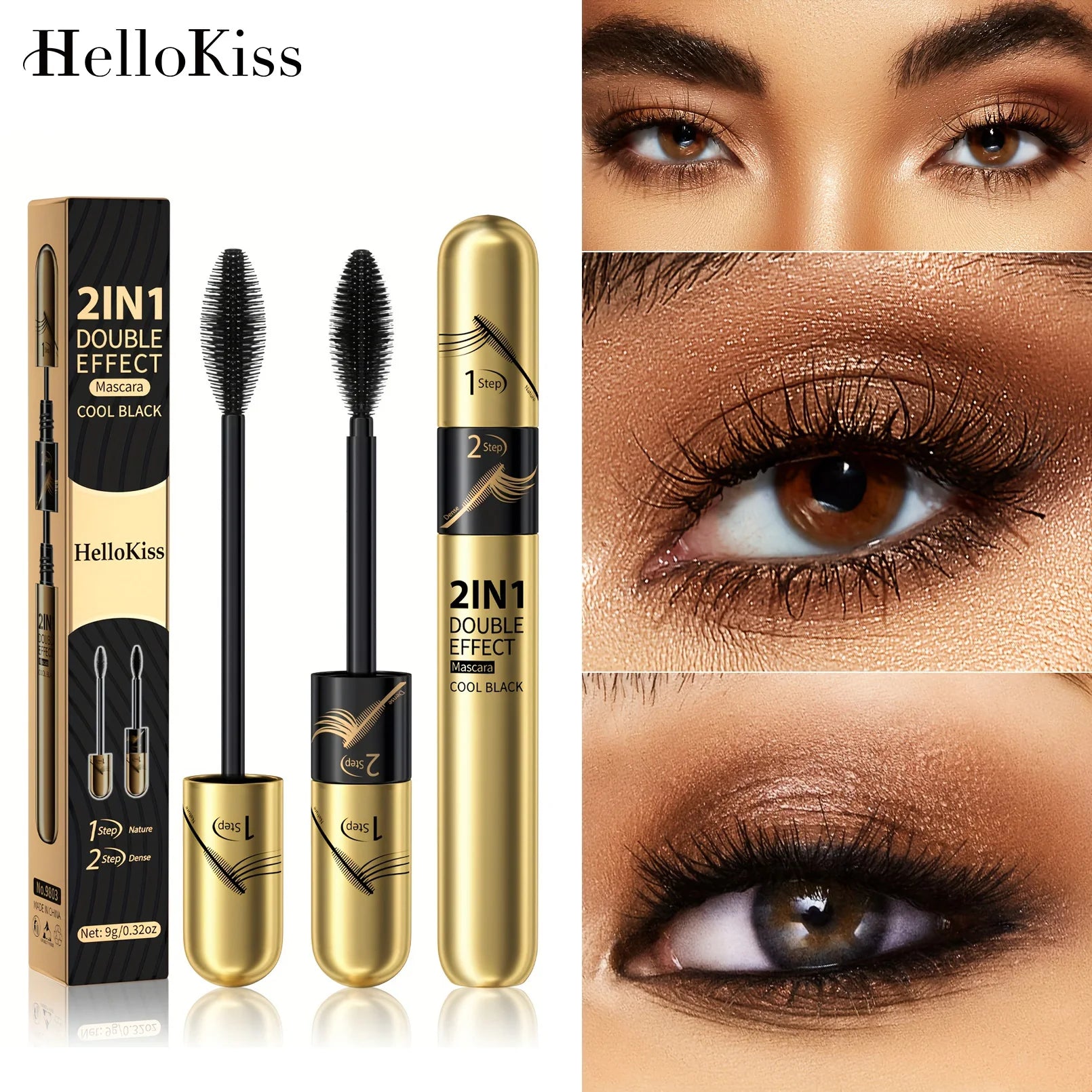 Hello Kiss 4D Silk Fiber Mascara – Waterproof, Volume & Length