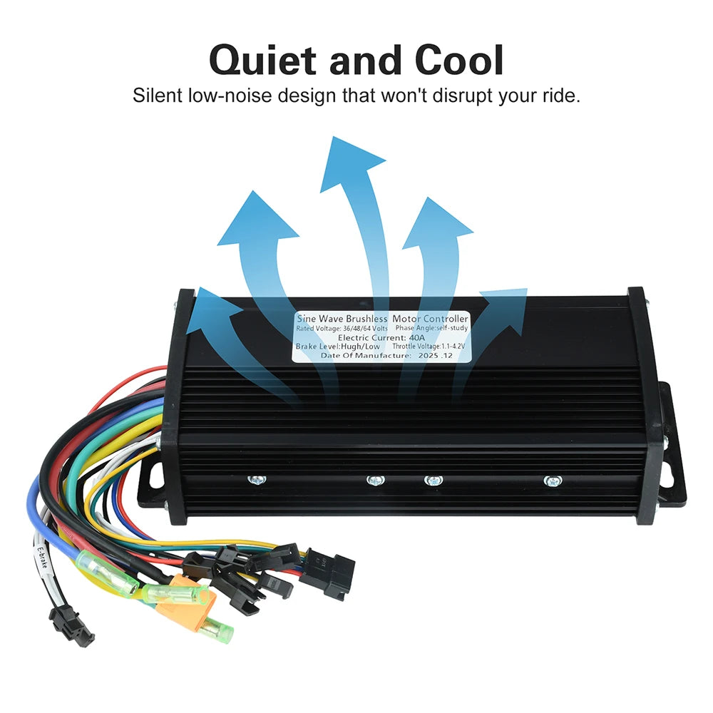 36V 48V 52V 60V 64V Sine Wave Brushless Motor Controller 1000W 2000W 40A For S866 V889 No. 2 protocol LCD Instrument E-bicycle Oasis Select