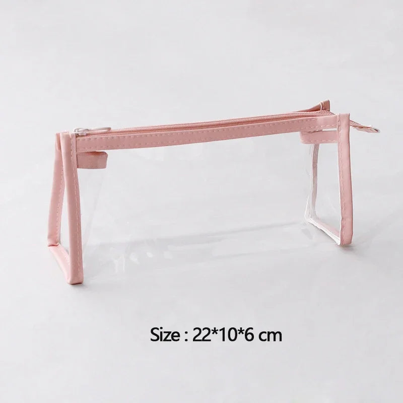 School Study Stationery Office Supplies Transparent Pencil Case Large Capacity Simple Pen Bag Kawaii Cosmetic Bag Oasis Select Light pink