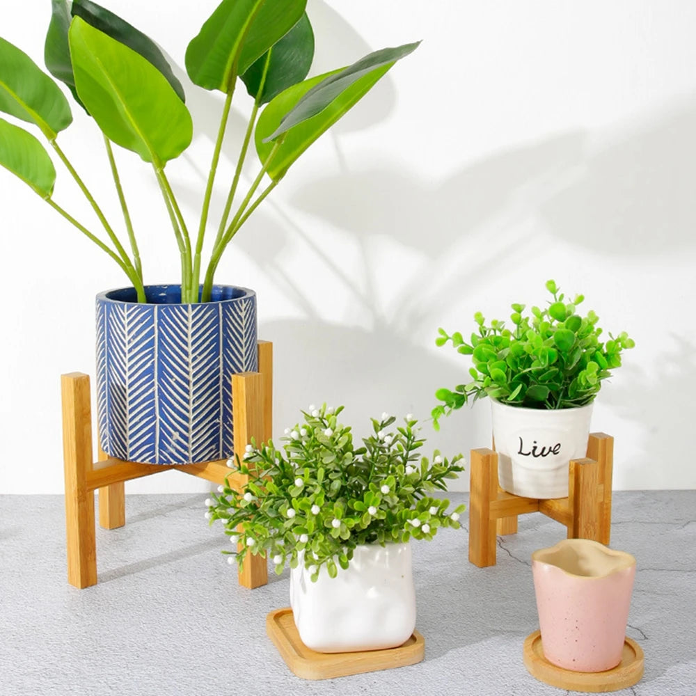 Indoor Free Standing Planter Display Garden Bonsai Holder Flower Pot Trays Wood Rack Plant Stand Shelf Oasis Select
