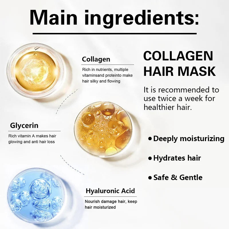 Collagen Hair Care Deep Repair Conditioning Moroccan Argan Oil Hair Mask Essence Suitable for Dry and Damaged Hair Oasis Select