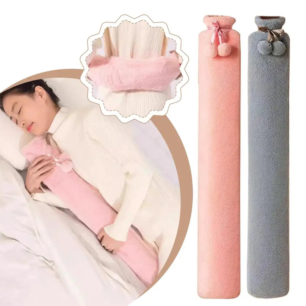 NEW 76*10cm Extra Long Hot Water Bottles Bag Leak-Proof Hot Water Filling Plush Winter Electric-Free Bed Heater Hand Foot Warmer Oasis Select