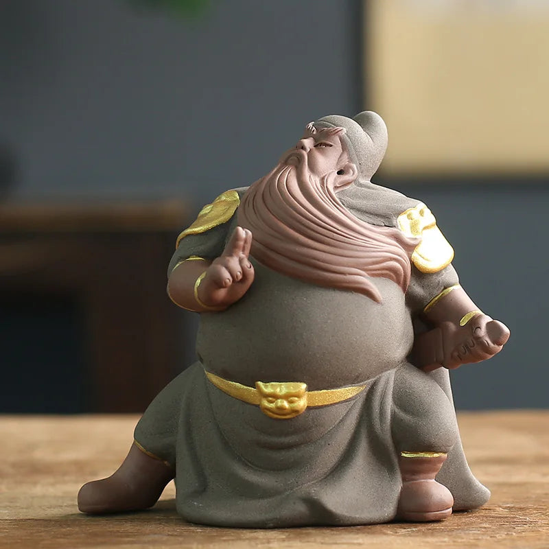Purple Sand Tea Pet Decoration Zhongyi Guan Gong Creative Hand-carved Tea Pet Tea Tray Ceremony Crafts Oasis Select D