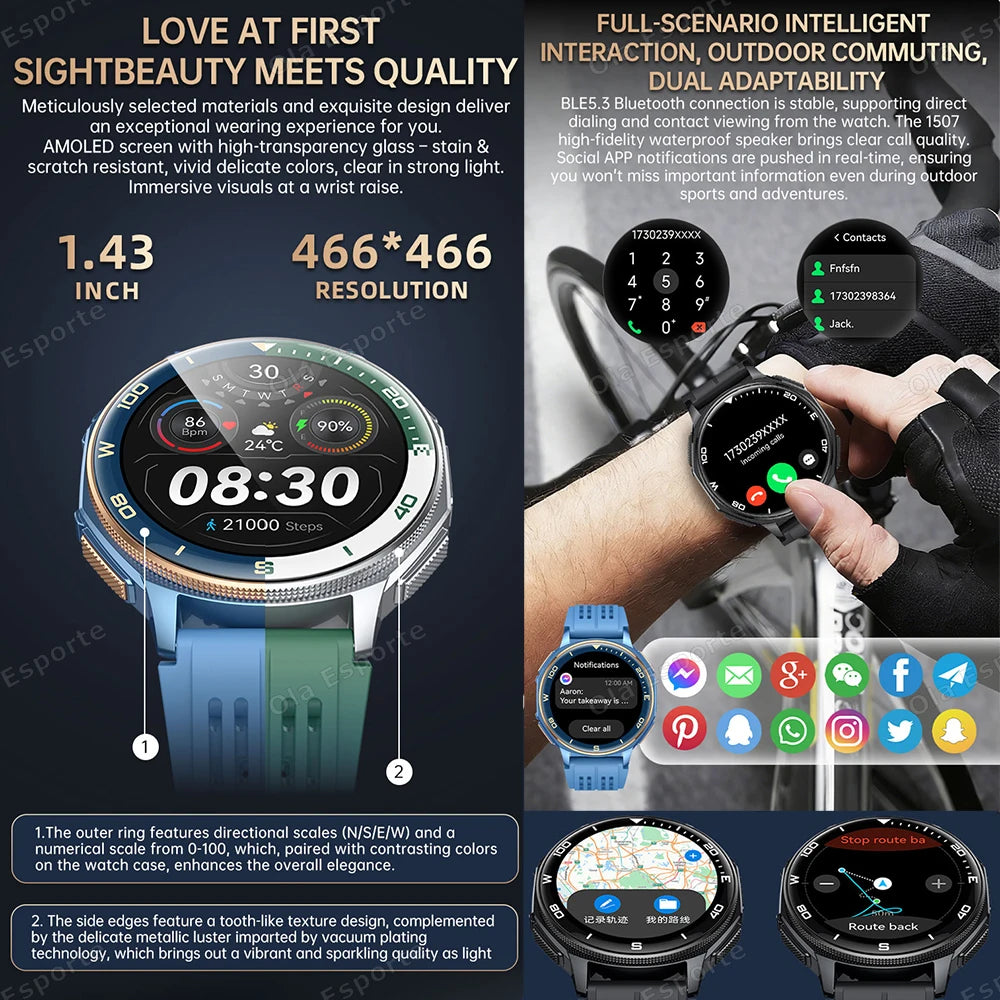Ola Esporte GPS Smartwatch – AMOLED, 3ATM, 500mAh Battery
