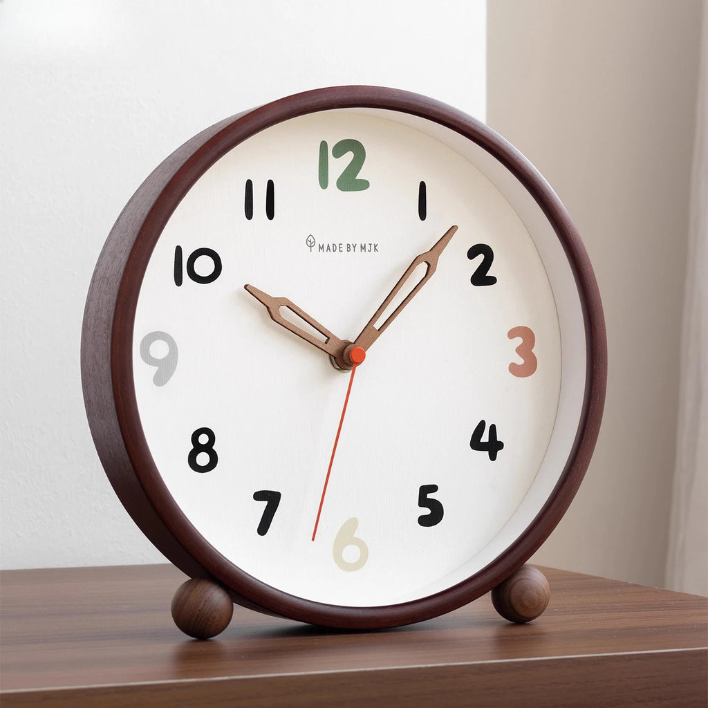 2025 New Creative Countertop Clock Large Solid Wood Clock for Living Room Desktop Decoration Silent Table Clock Oasis Select