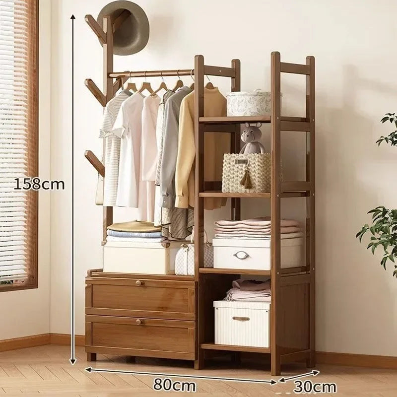 Multi-functional Floor mounted clothes hanger, bedroom home clothes rack, simple indoor storage rack, clothes rack, storage rack Oasis Select 80Cm with drawer