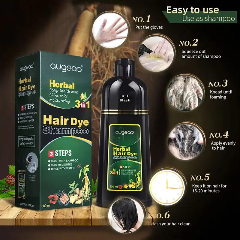 Herbal Plant Hair Dye Shampoo – 6 Colors, Grey Coverage Hair Dye Shampoo Oasis Select