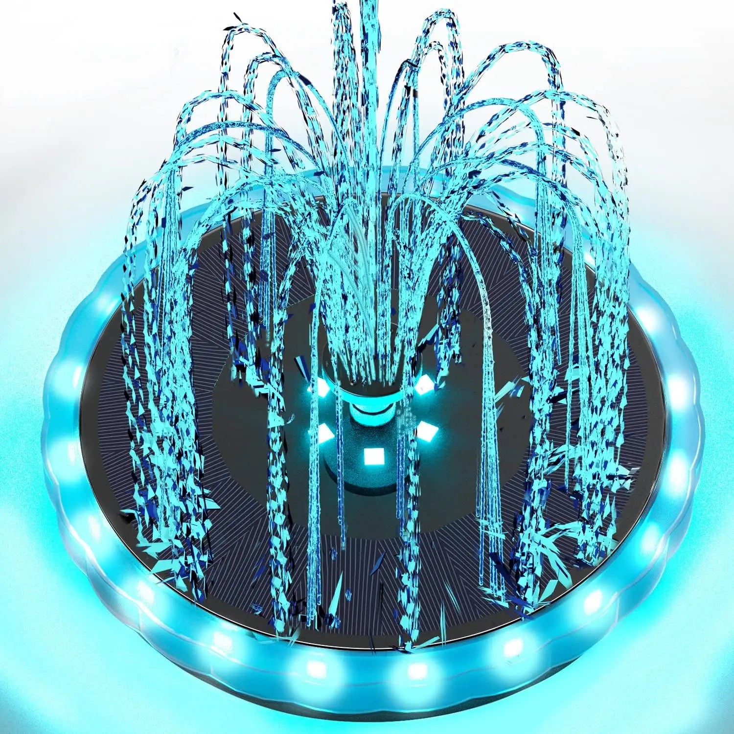 Solar Fountain with LED Lights Matte Panel, Built-in Battery Bird Bath Fountains Solar Power Pump for Pond, Outdoor,Garden,Pool Oasis Select with 30LED