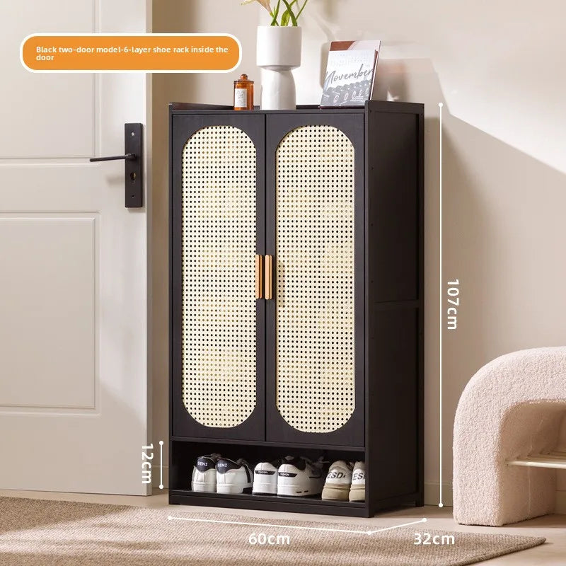 Cream wind arc door shoe cabinet living room household entrance entrance multi-layer shoe rack dormitory storage cabinet storage Oasis Select Black 2-8