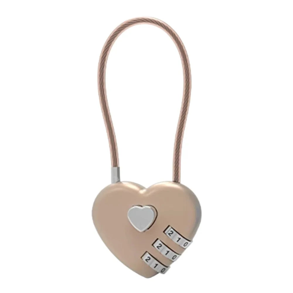 Valentine's Day Heart Style Love Password Lock 3 Digit Password Password Code Padlock Padlock Schoolbag Oasis Select gold